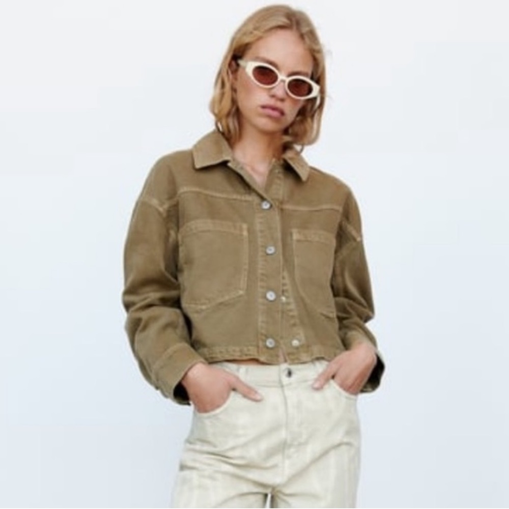 Zara Boxy Crop Denim Jacket